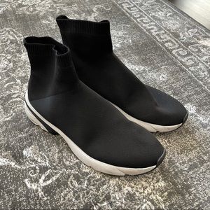 Zara Man Sock Sneaker Black White Sz 12